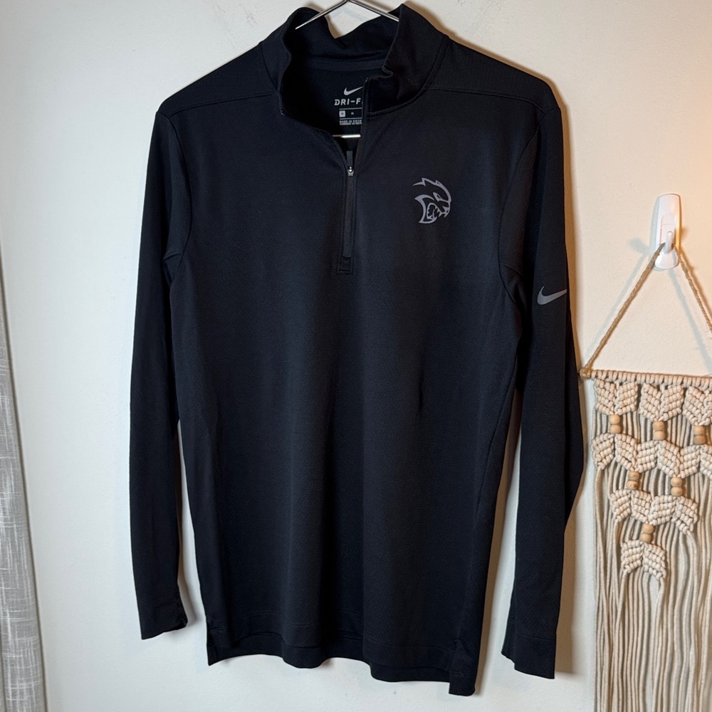 EUC NIKE Dri-Fit Dodge Hellcat Black 1/4 Zip Long Sleeve Pullover M